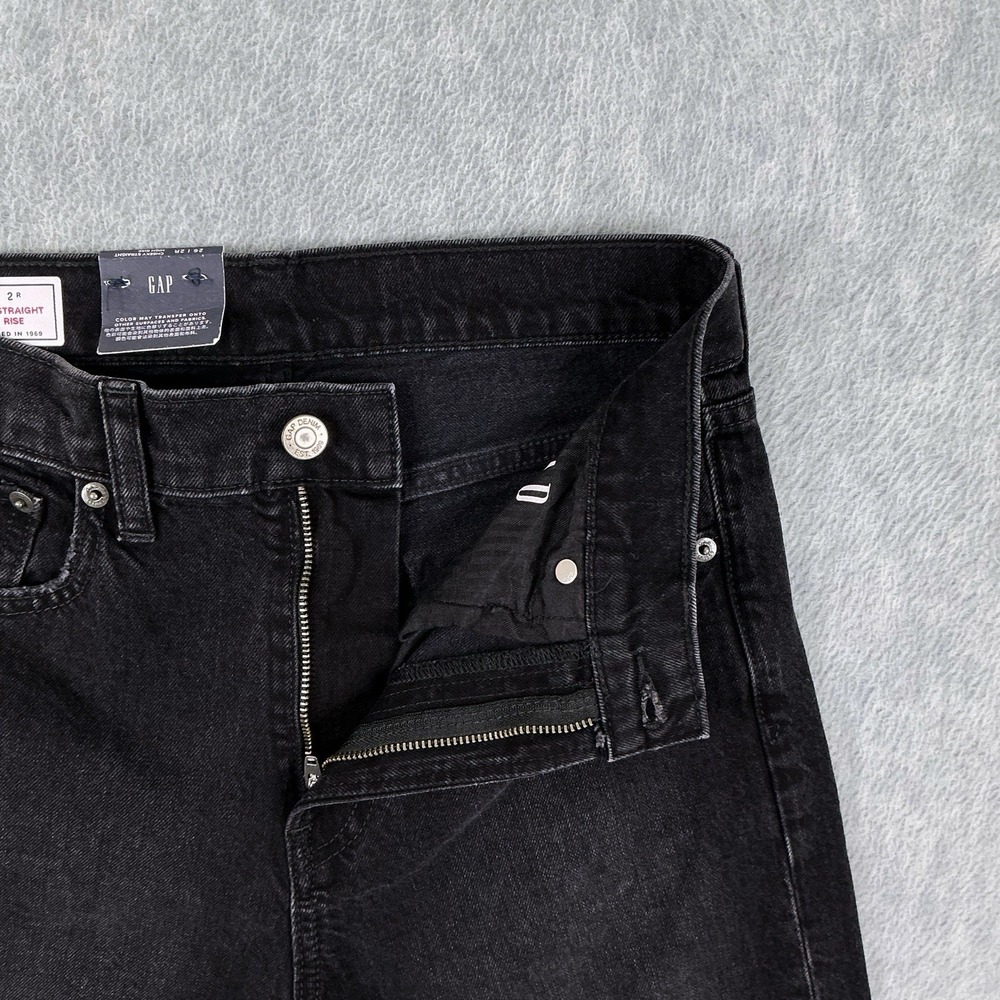 GAP Jeans Women 2/26 (ACTUAL 26x26.5) Black Cheeky Straight High Rise NWT - Picture 8 of 16